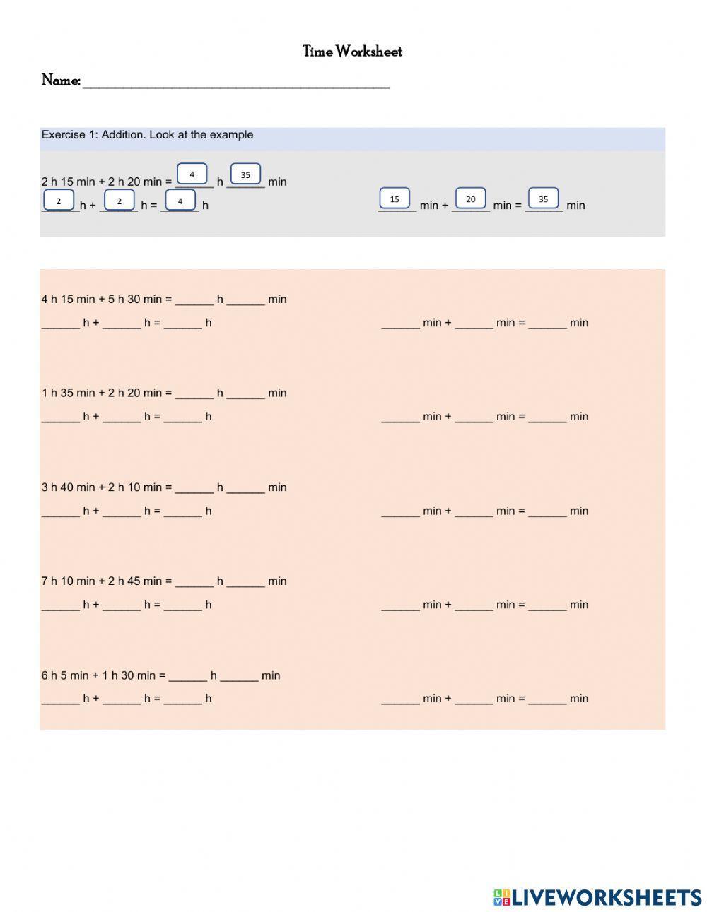 Add and Subtract Time