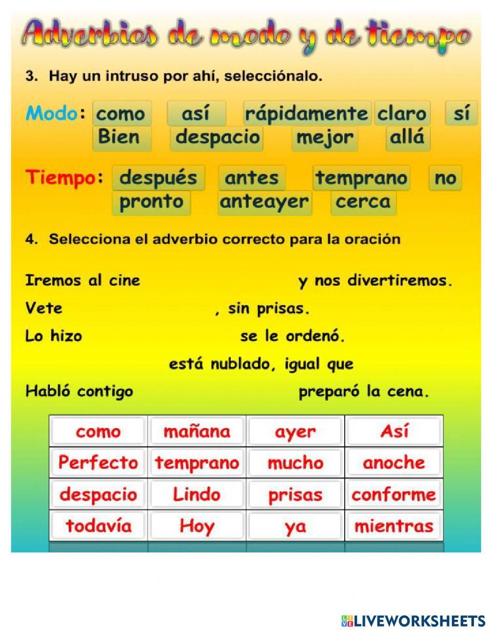 Adverbios de modo y tiempo