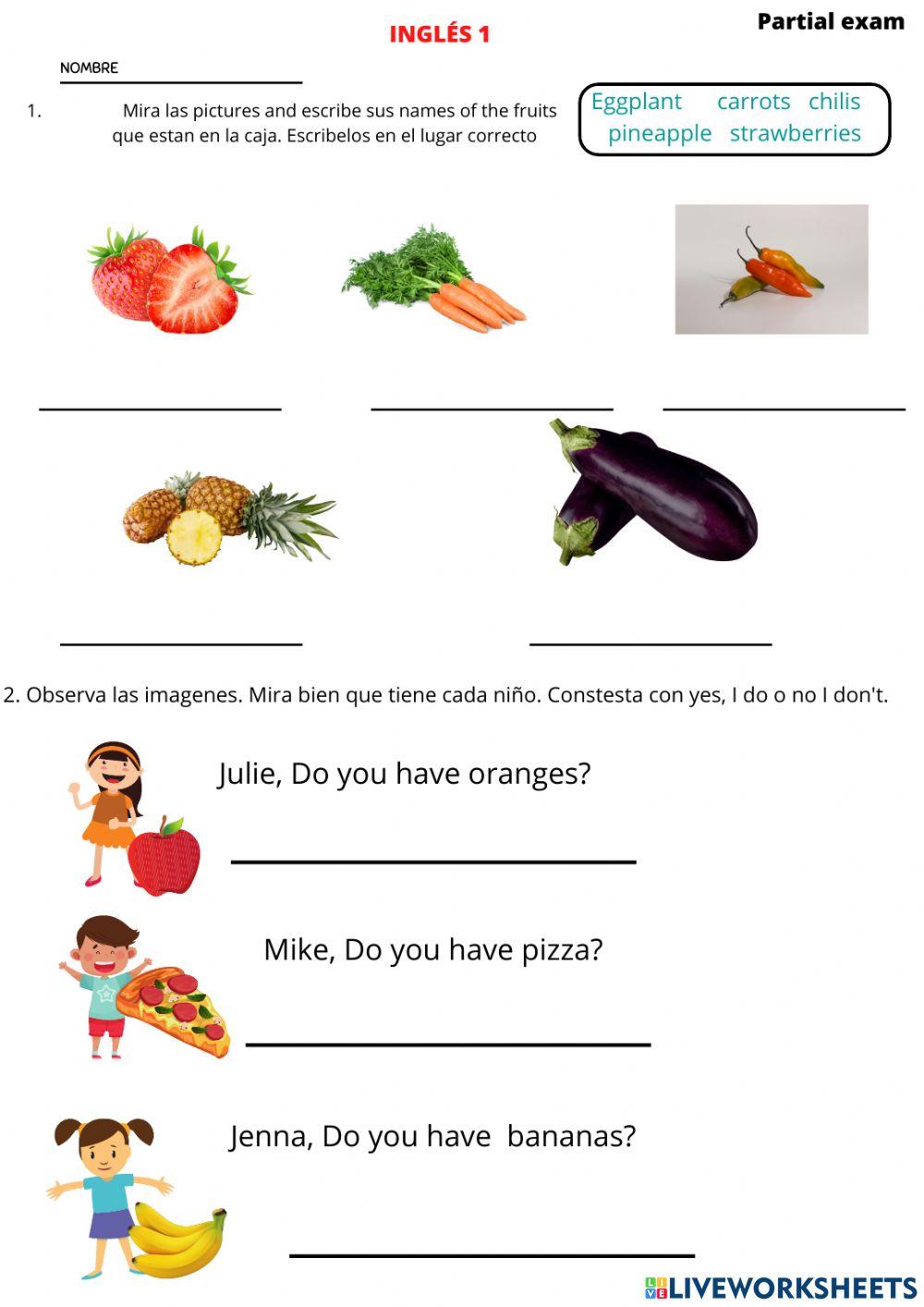 Examen parcial 3 trimestre ingles 1