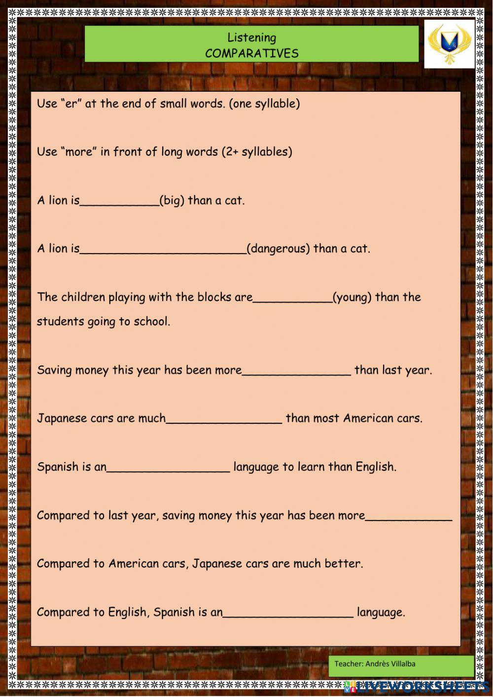 Listening comparatives