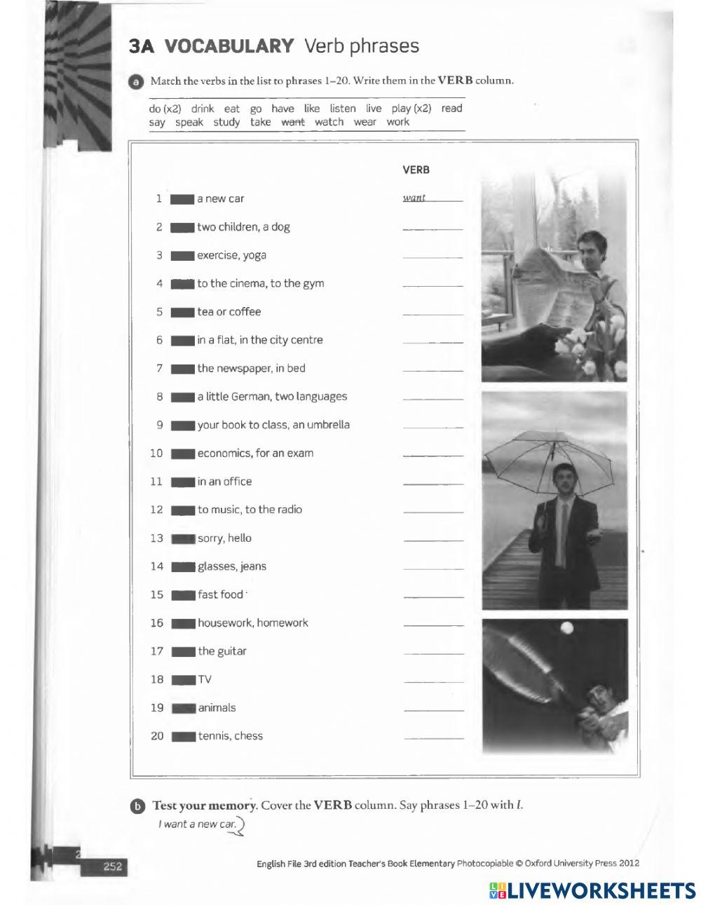 Vocabulary - 3A online exercise for | Live Worksheets