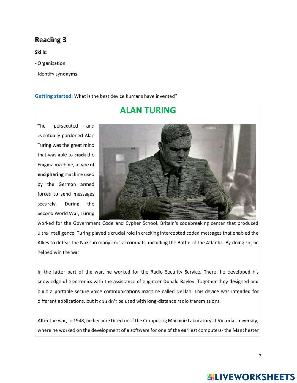 Unit 1 Reading 3 Alan Turing