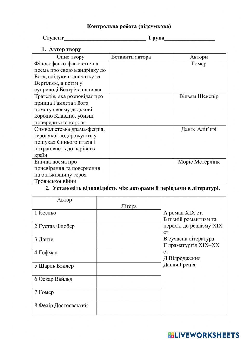 Контрольна робота (підсумкова)