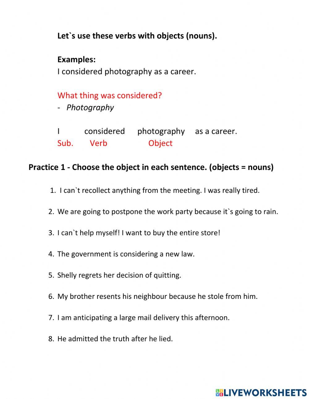 Verbs Commonly Used with Gerunds