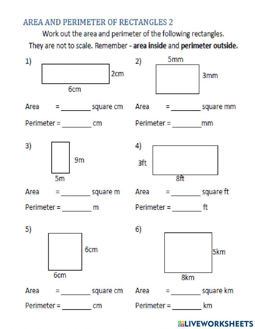 Find area and perimeter of a rectangle
