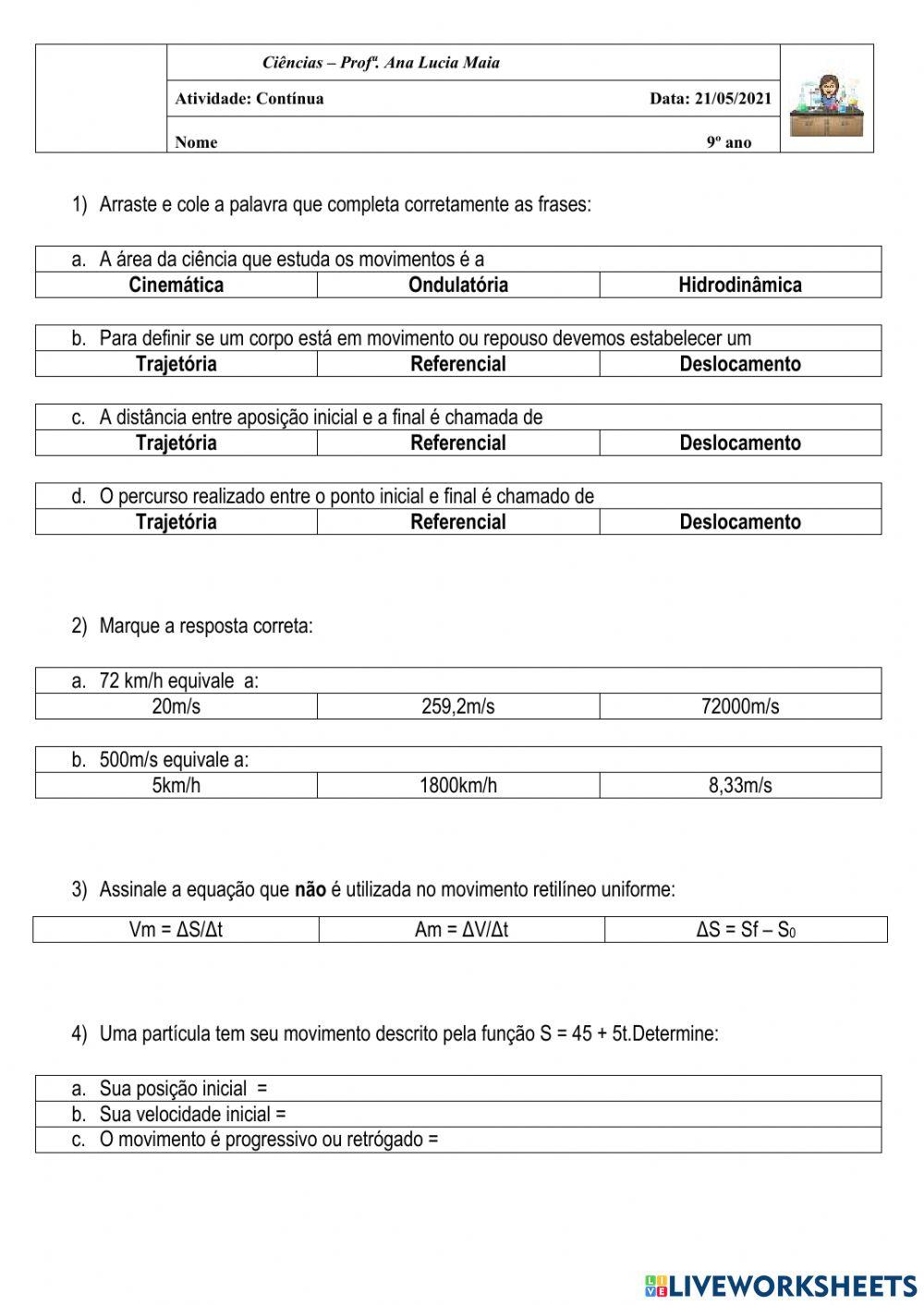 Movimento Retilíneo Uniforme