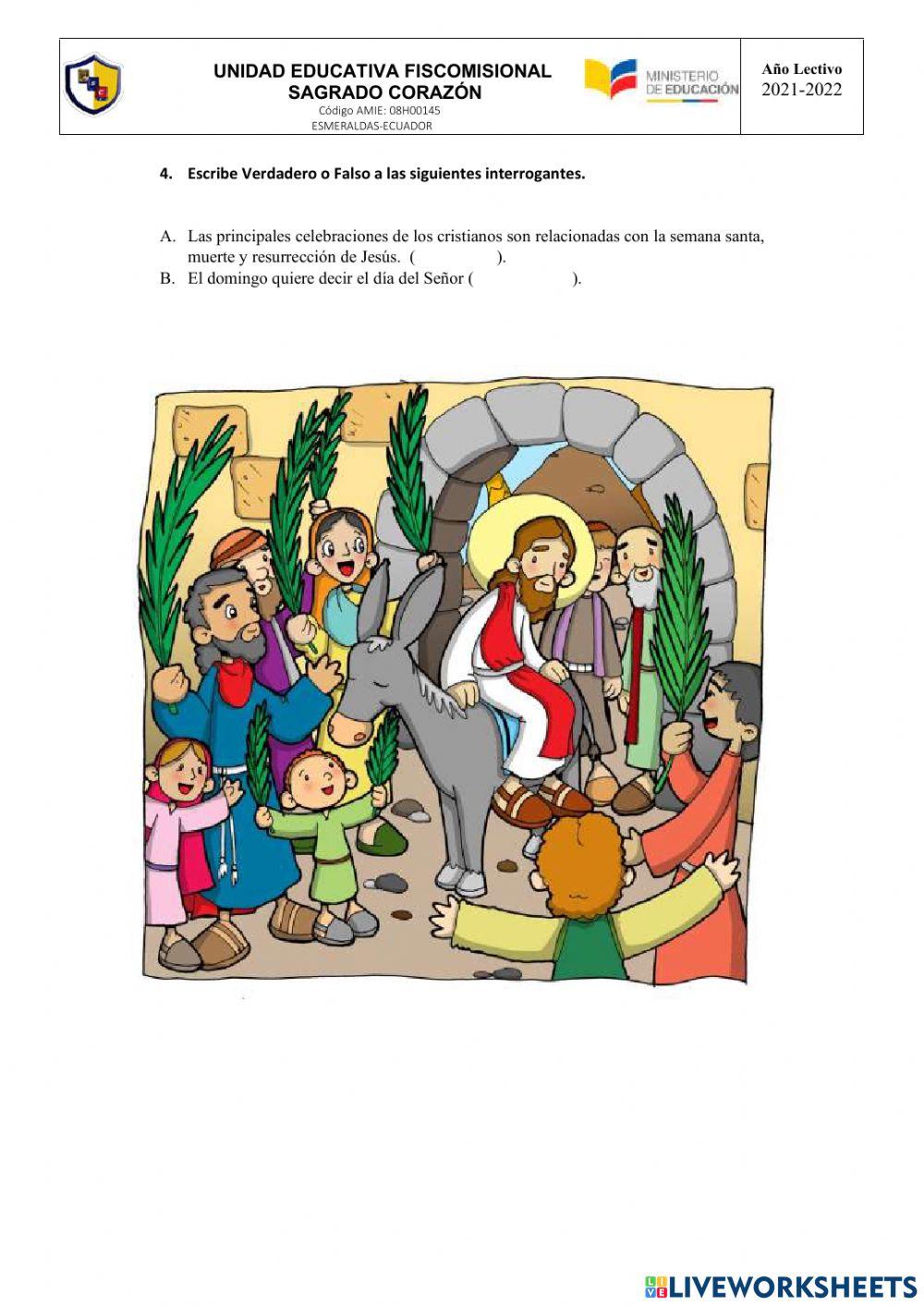 Actividad Religión 4to 