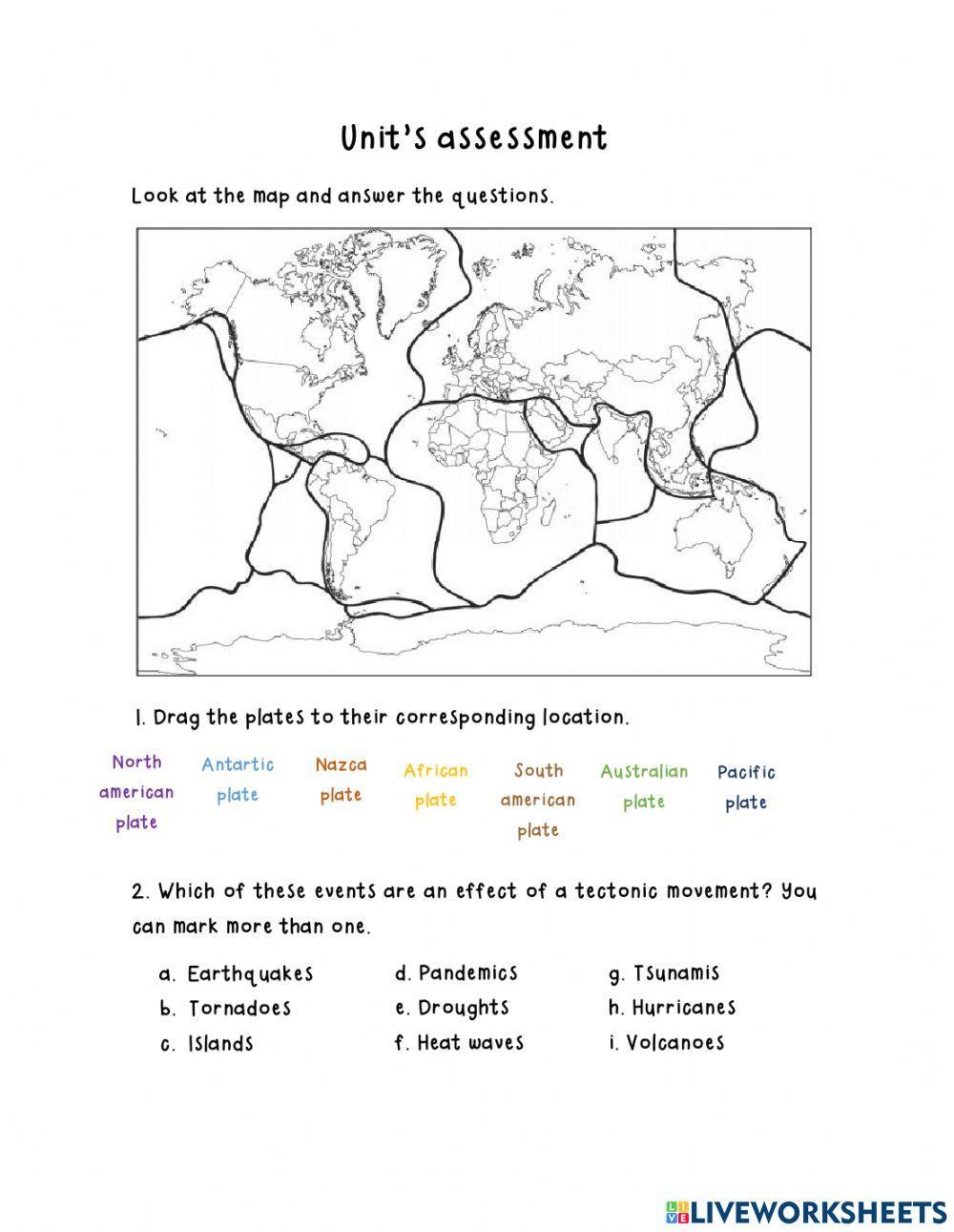 Tectonic Plate Map Worksheet Tectonic Plate Map Worksheet