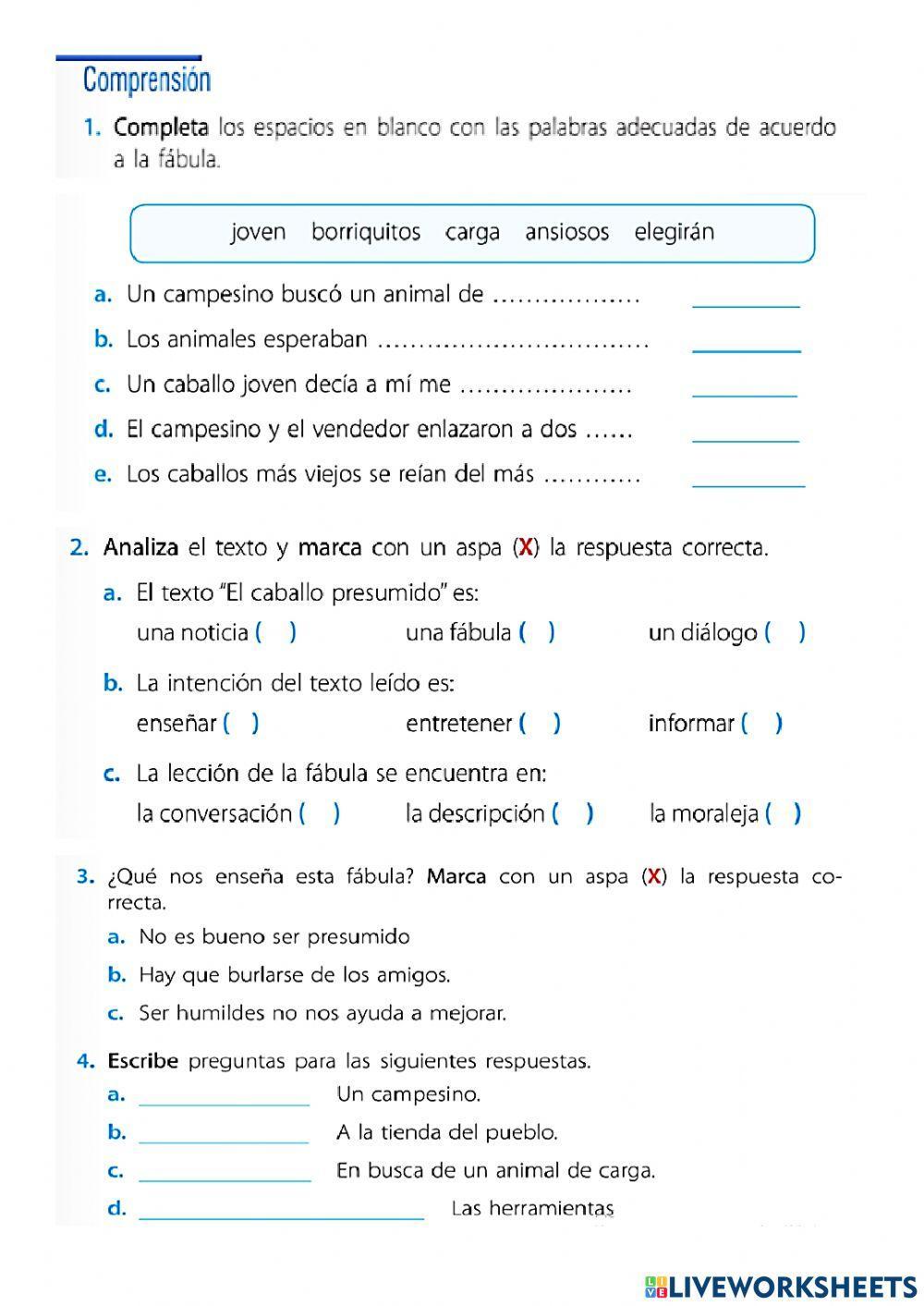 Fabula : El caballo presumido