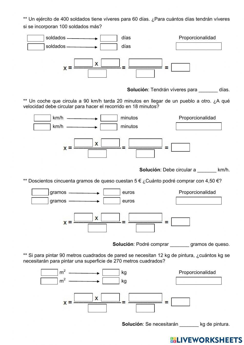 Problemas de regla de tres simple