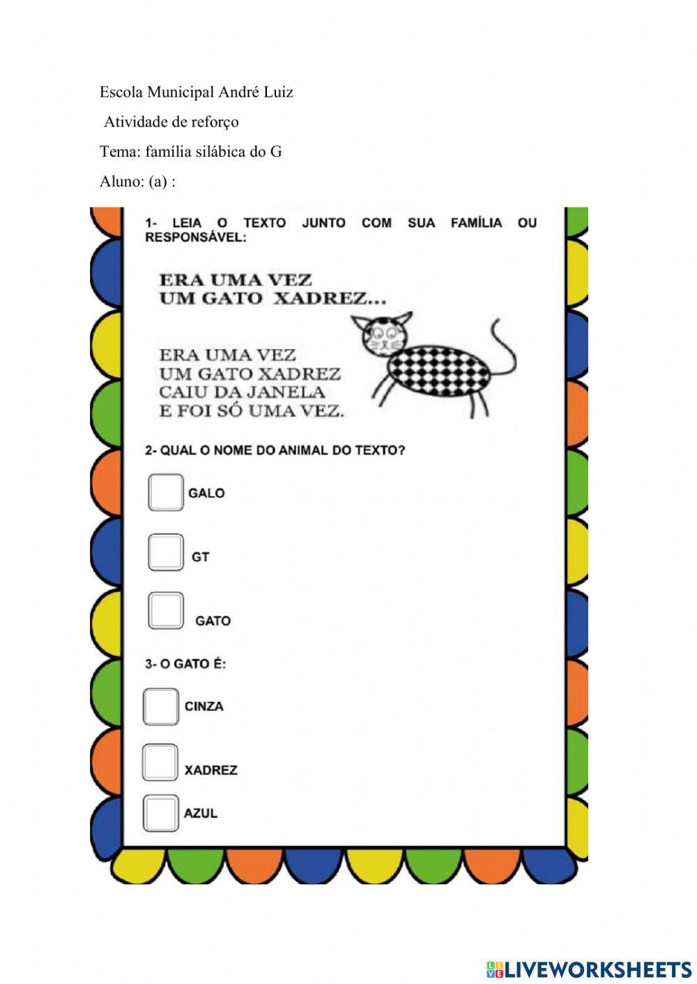 Atividade de reforço