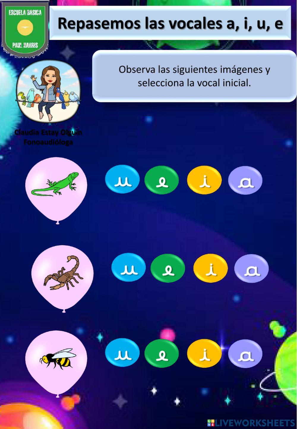 Repaso vocales a, u , i , e