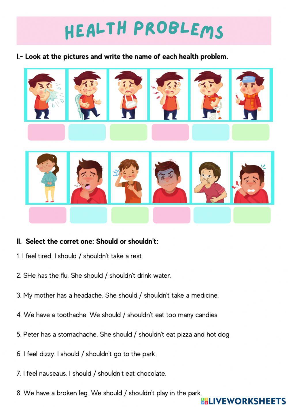 Health problems online exercise for | Live Worksheets
