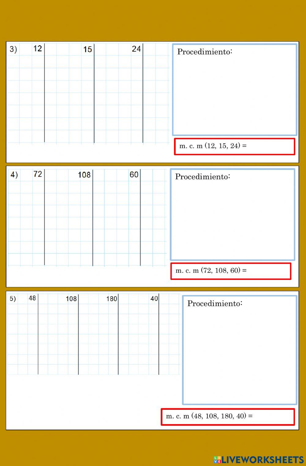 Mcm por descomposición en factores