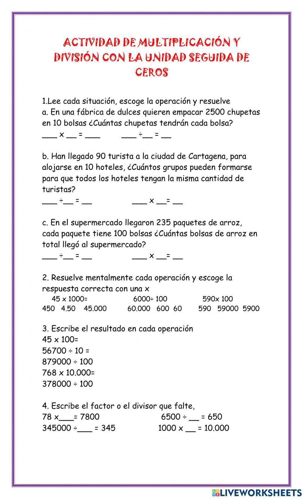 Multiplicación y división con 10-100.1000