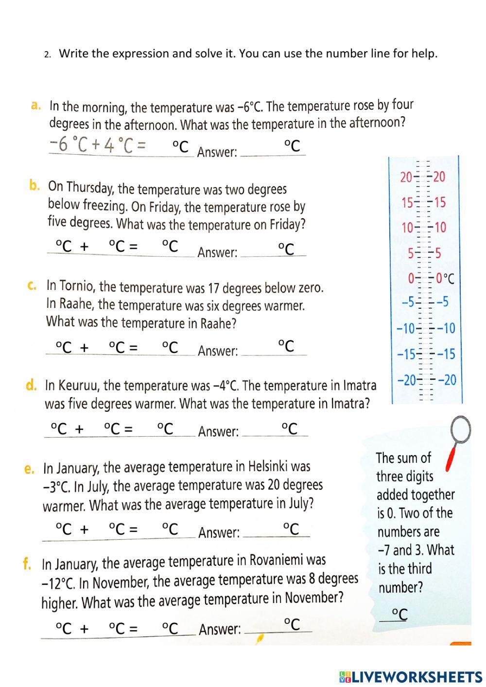 Negative number in addition interactive worksheet | Live Worksheets