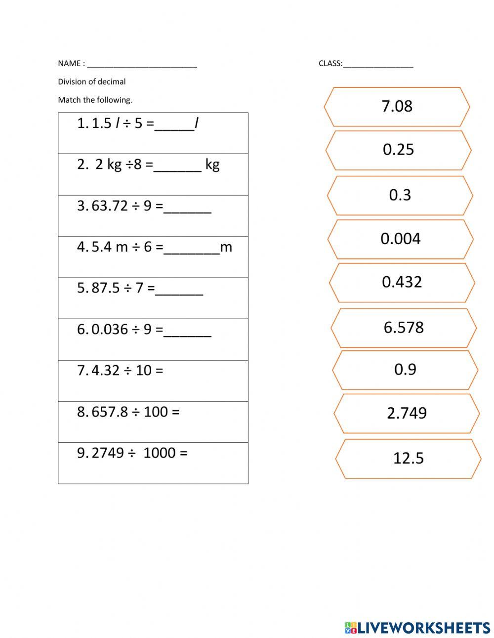 Fractions,decimal and percentages