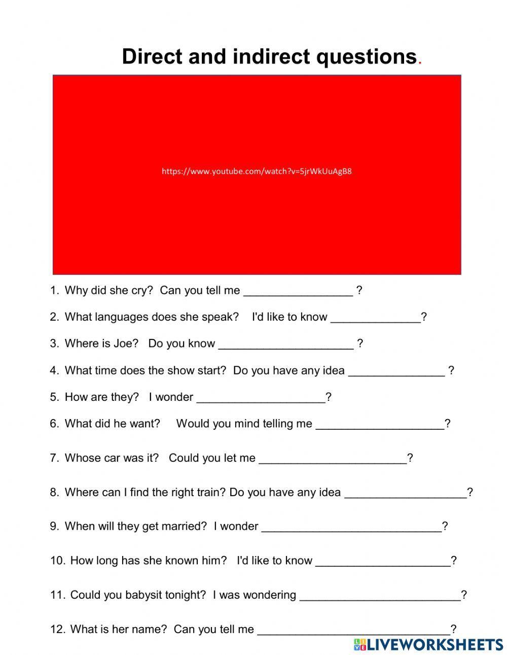 EMBBEDED QUESTIONS INDIRECT QUESTIONS