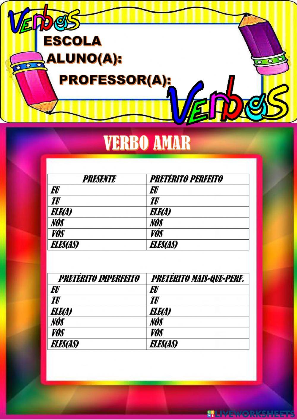 Execicio conjugação verbal - indicativo
