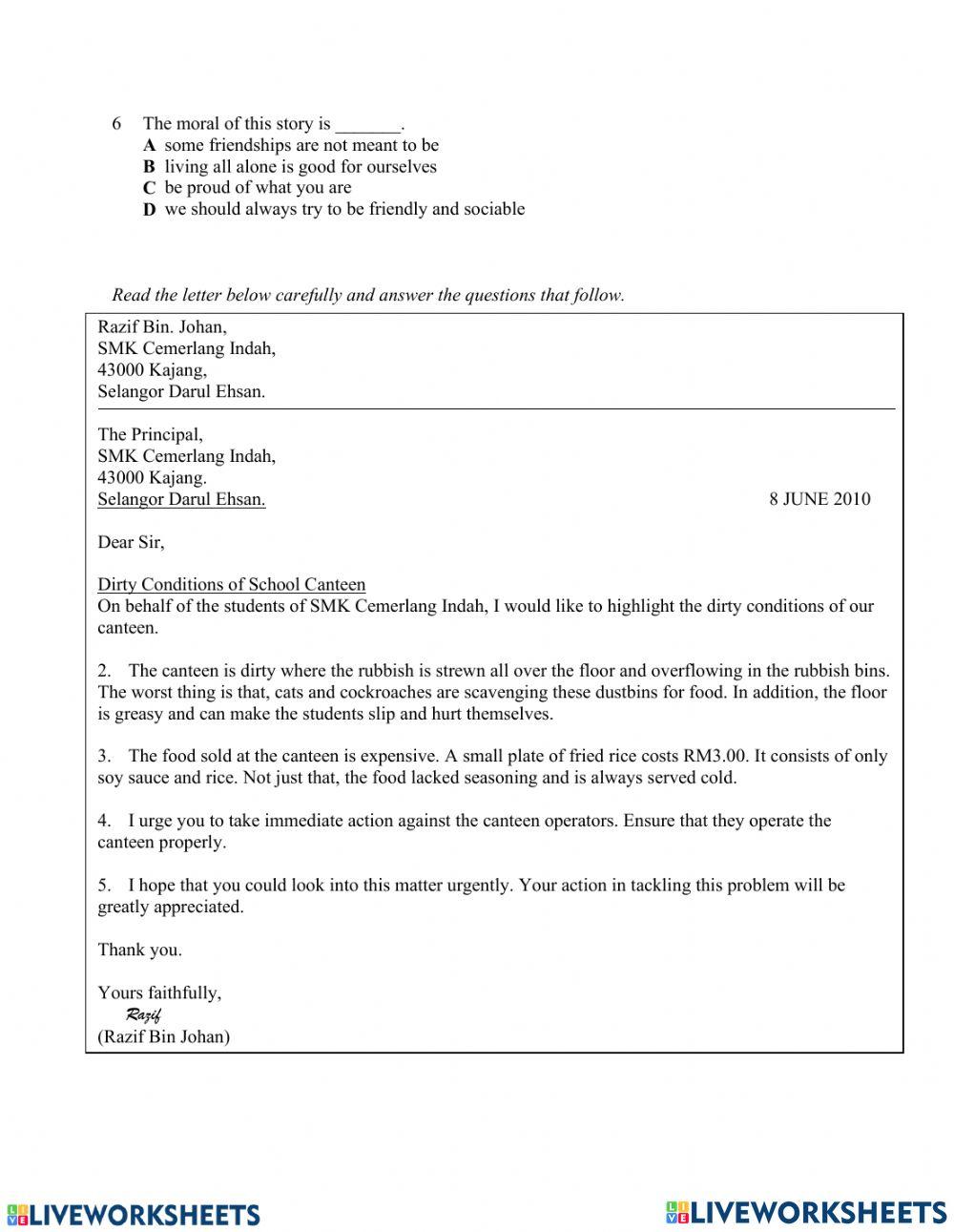 Reading comprehension