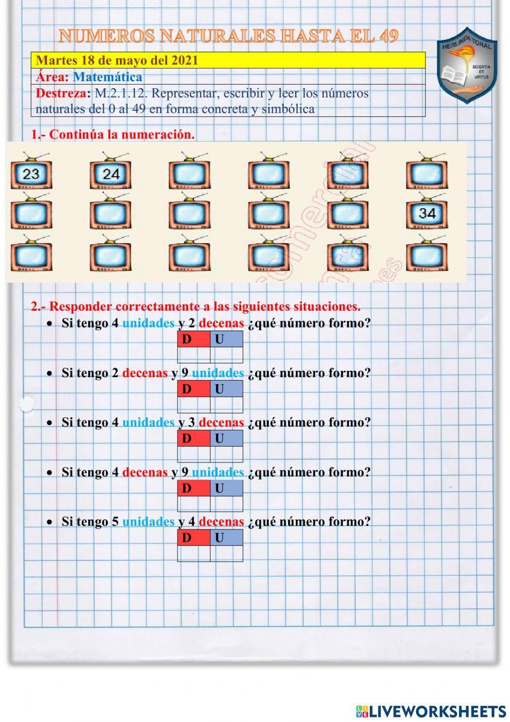 Numeros naturales hasta el 49