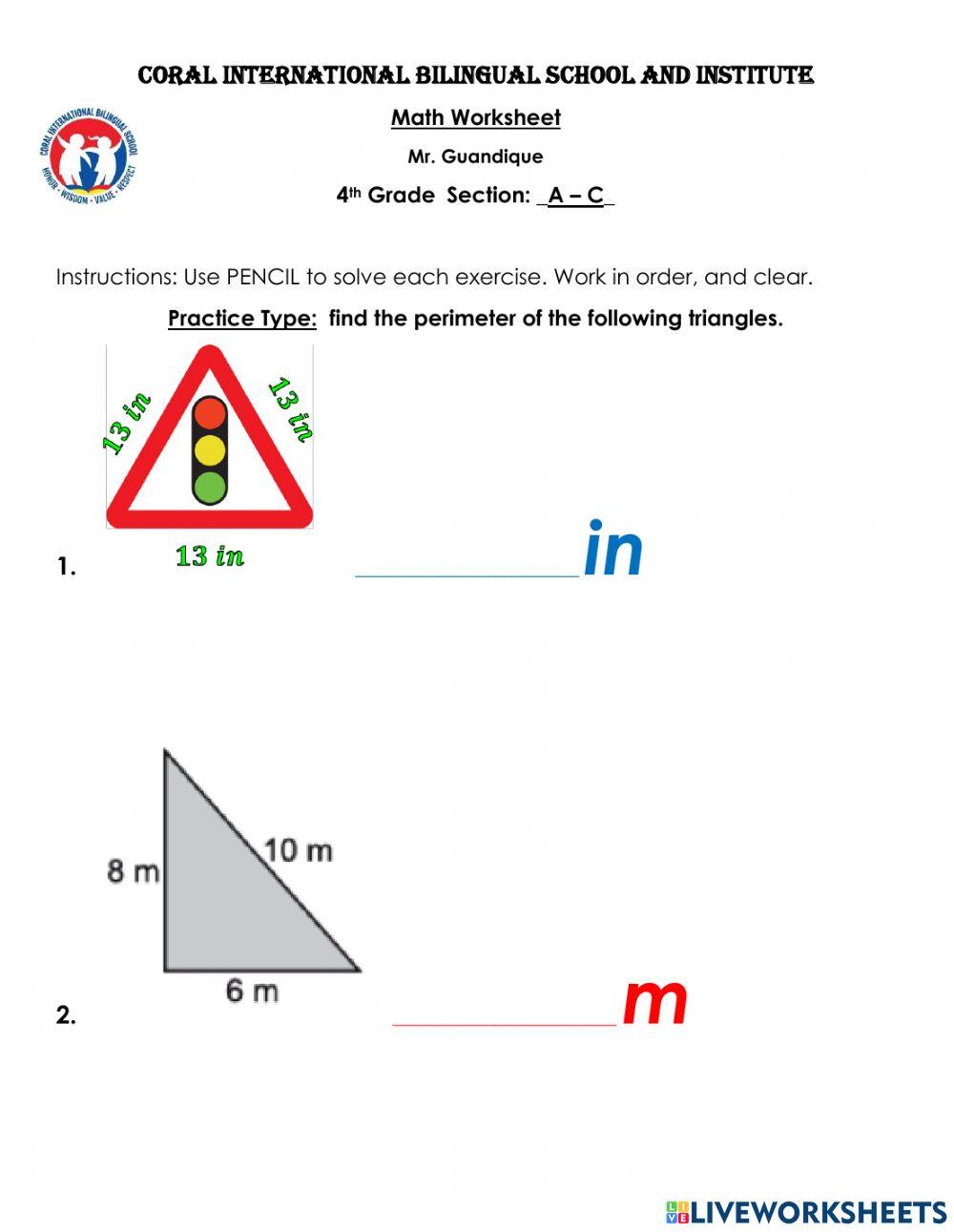 Perimeter of triangles