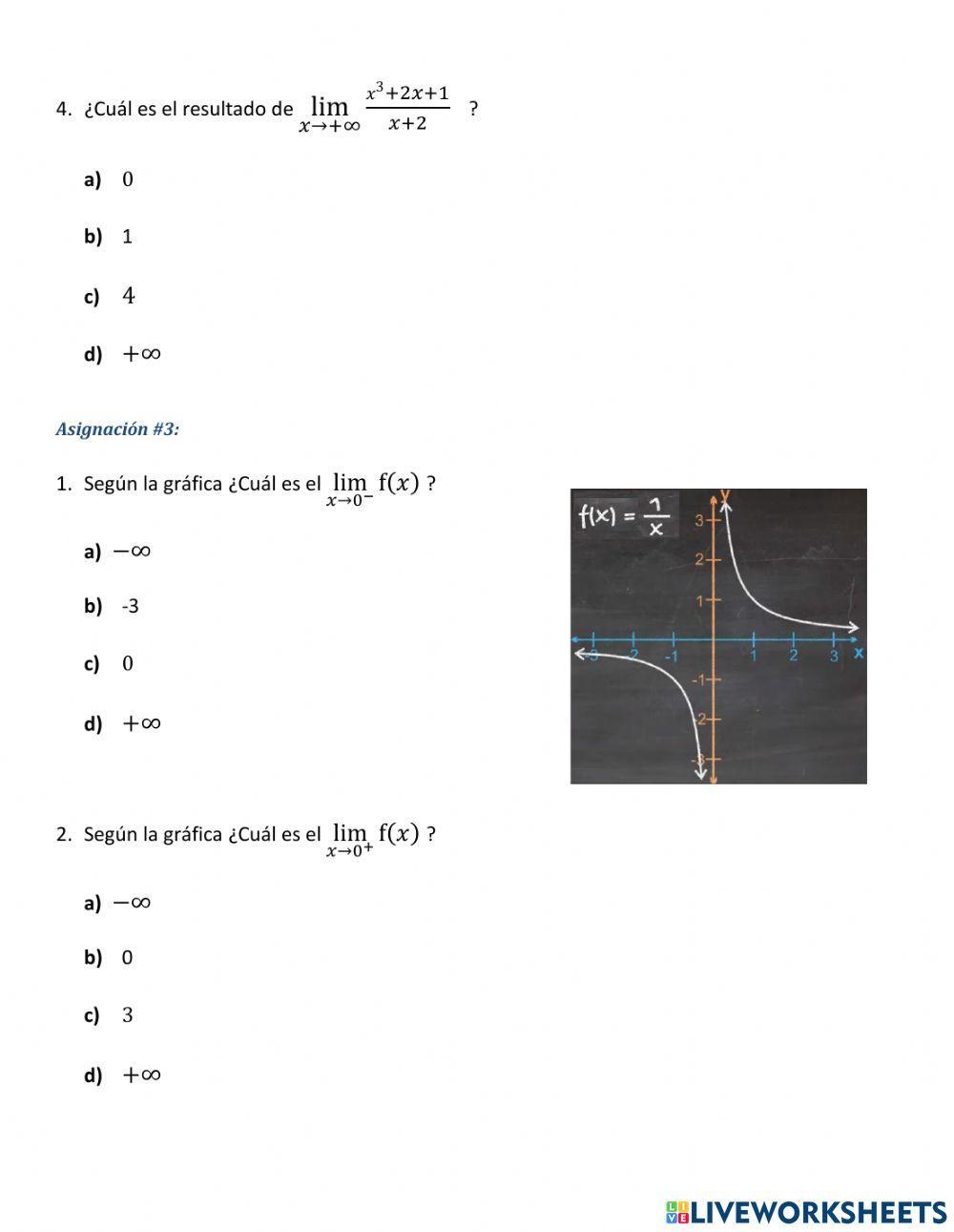 Limites Infinitos y al Infinito