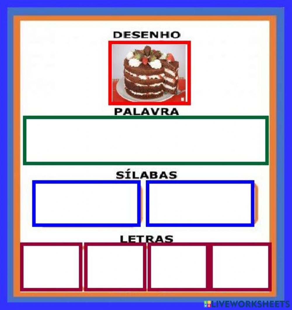 Palavras, Sílabas,  Letras