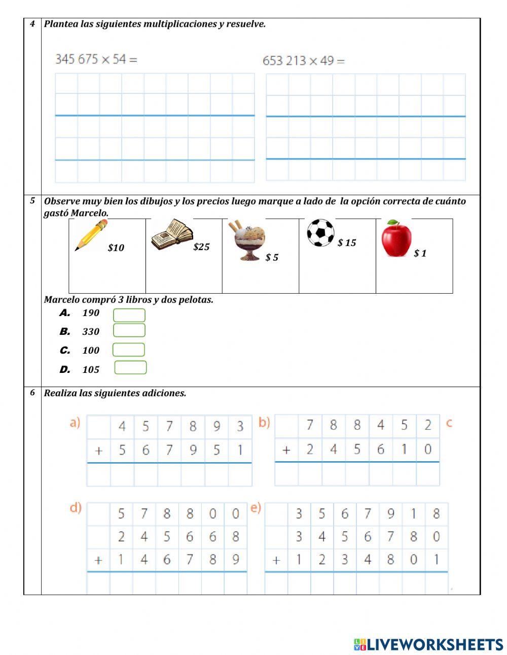 Evaluaciòn de matematica