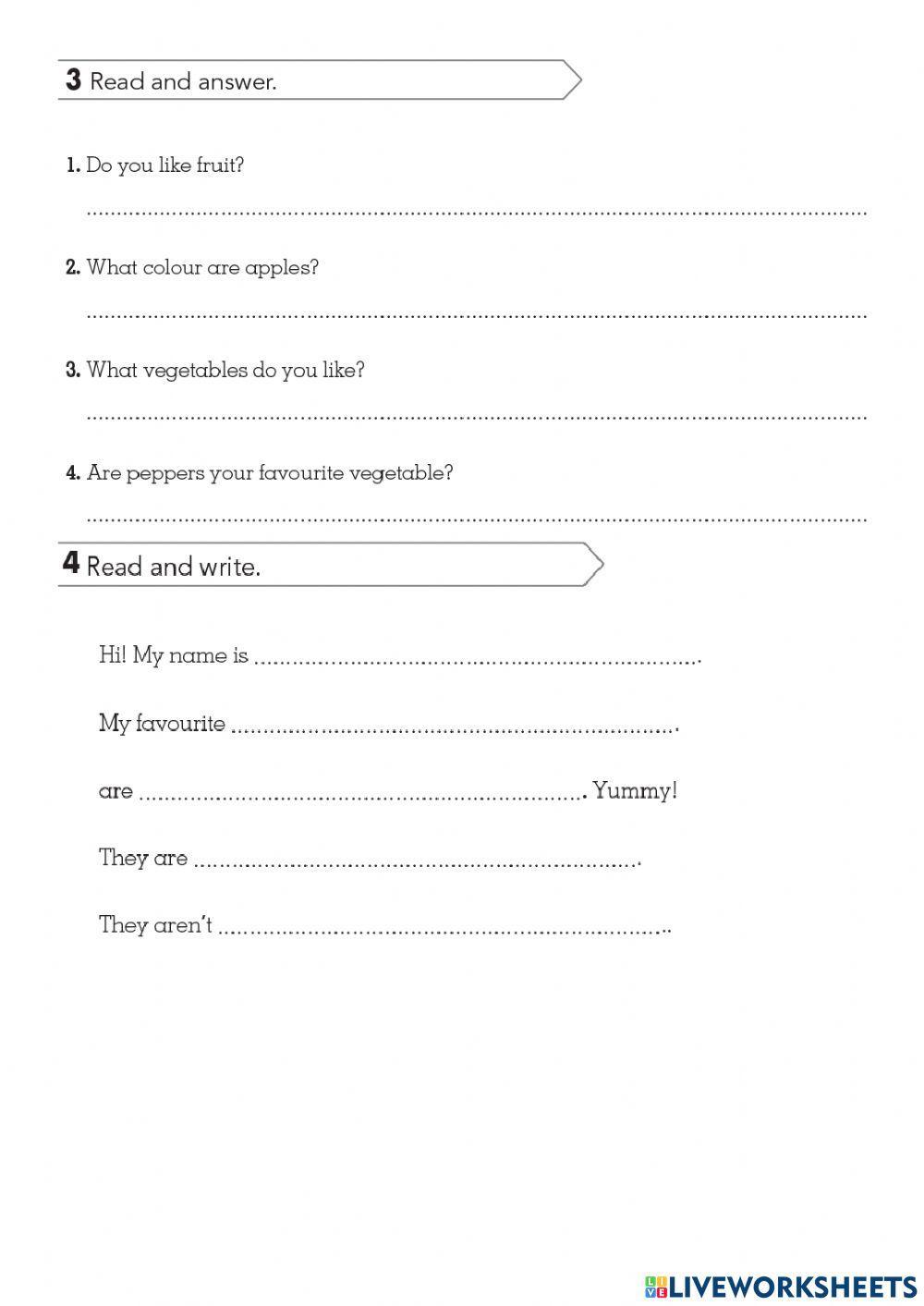 Fruits and vegetables