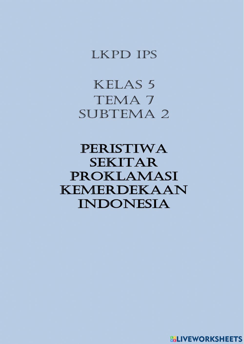 LKPD IPS Kelas 5 tema 7 Subtema 2