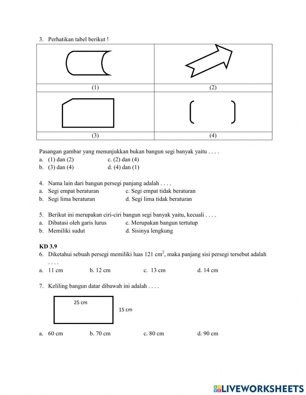 PAS Matematika Semester Genap kelas IV-a