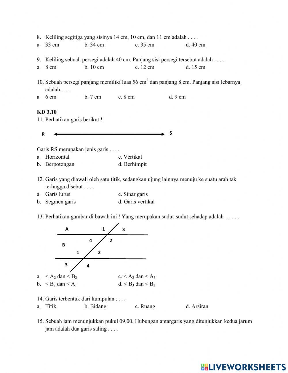 PAS Matematika Semester Genap kelas IV-a