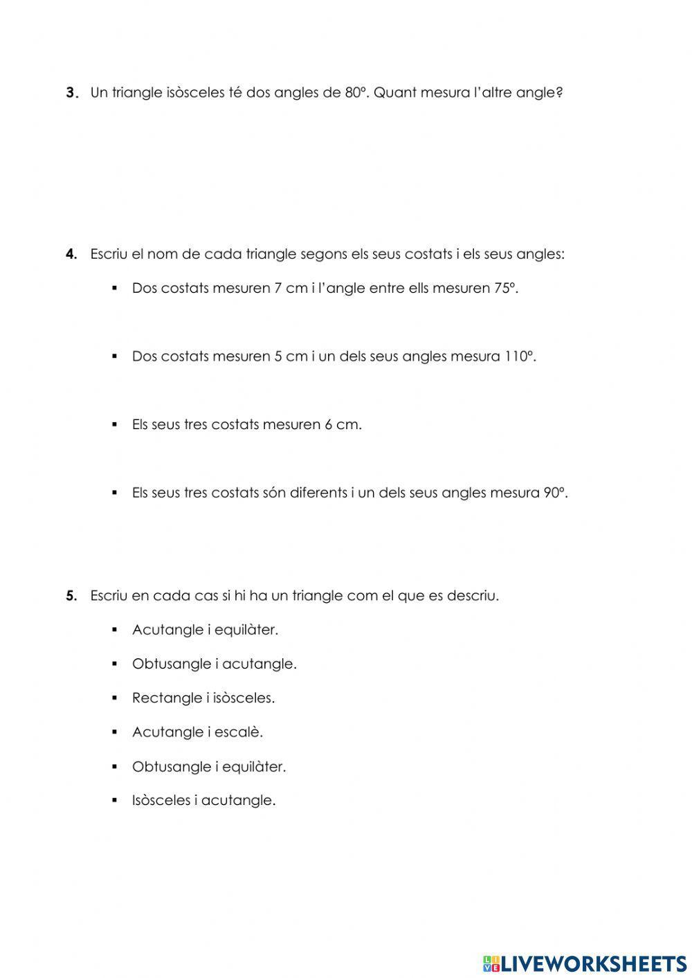 Classificació de triangles II