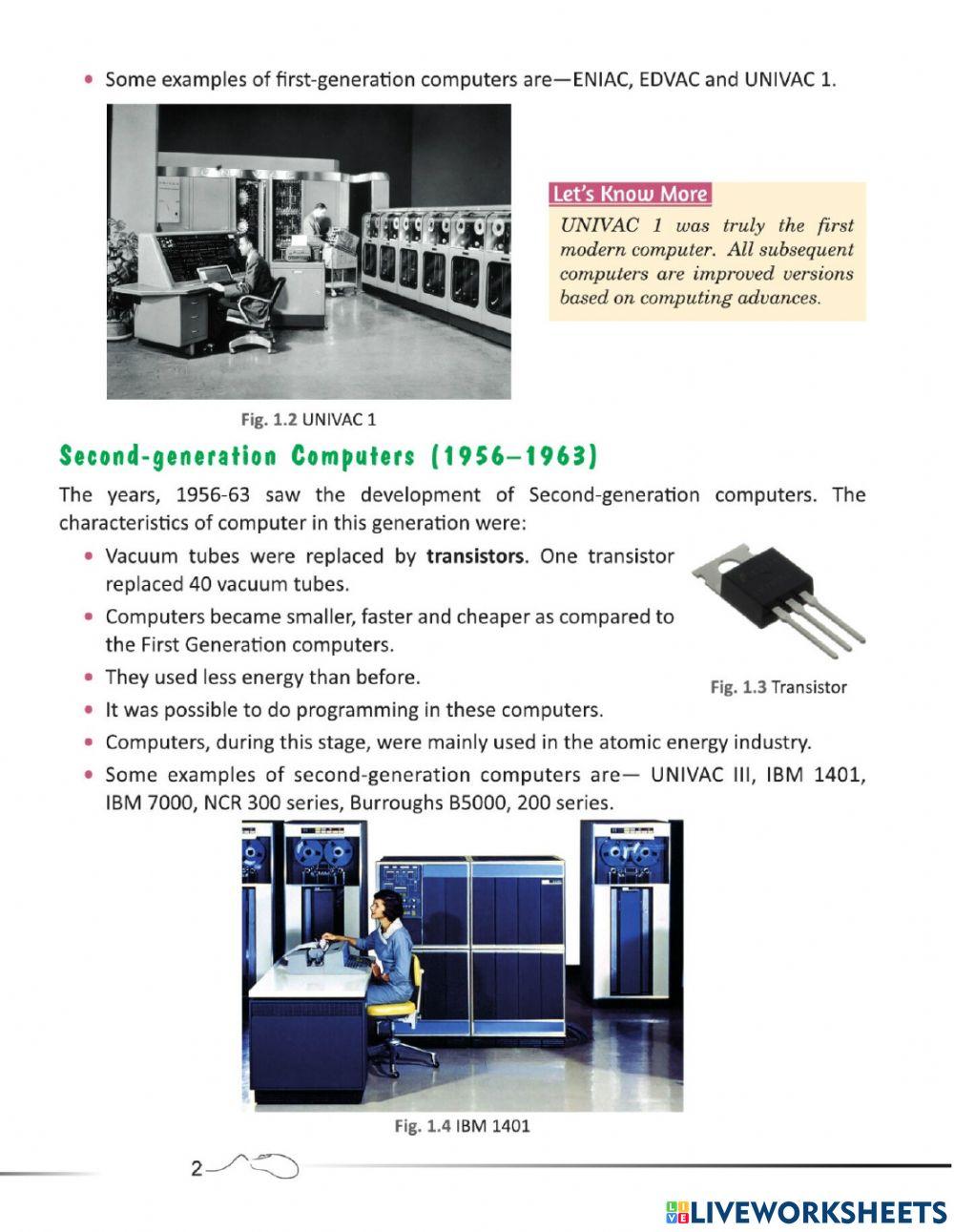 GENERATIONS OF COMPUTERS