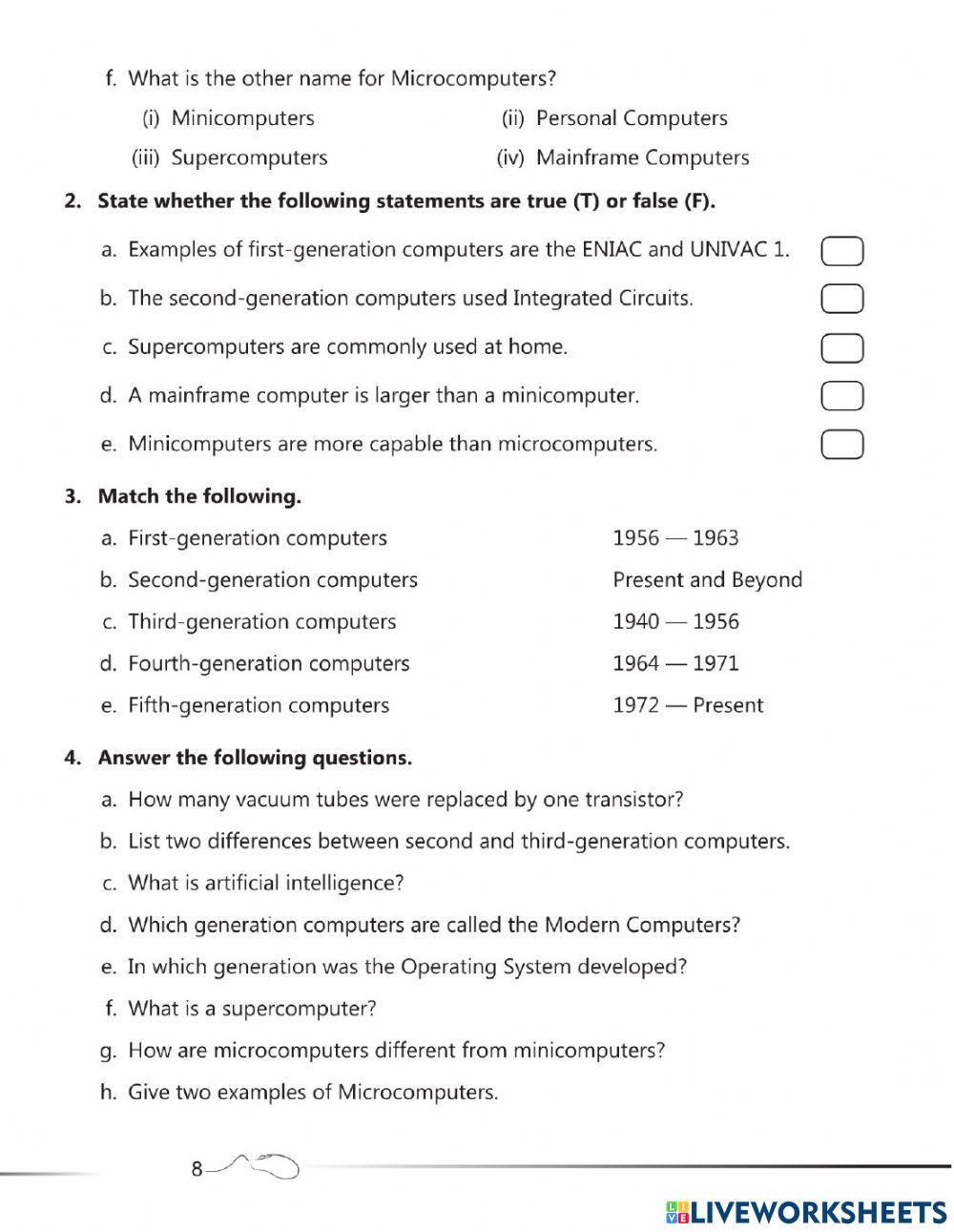 GENERATIONS OF COMPUTERS