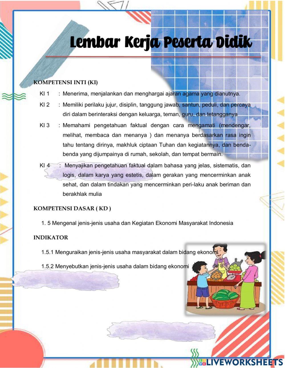 E-lkpd tema jenis usaha dan kegiatan ekonomi