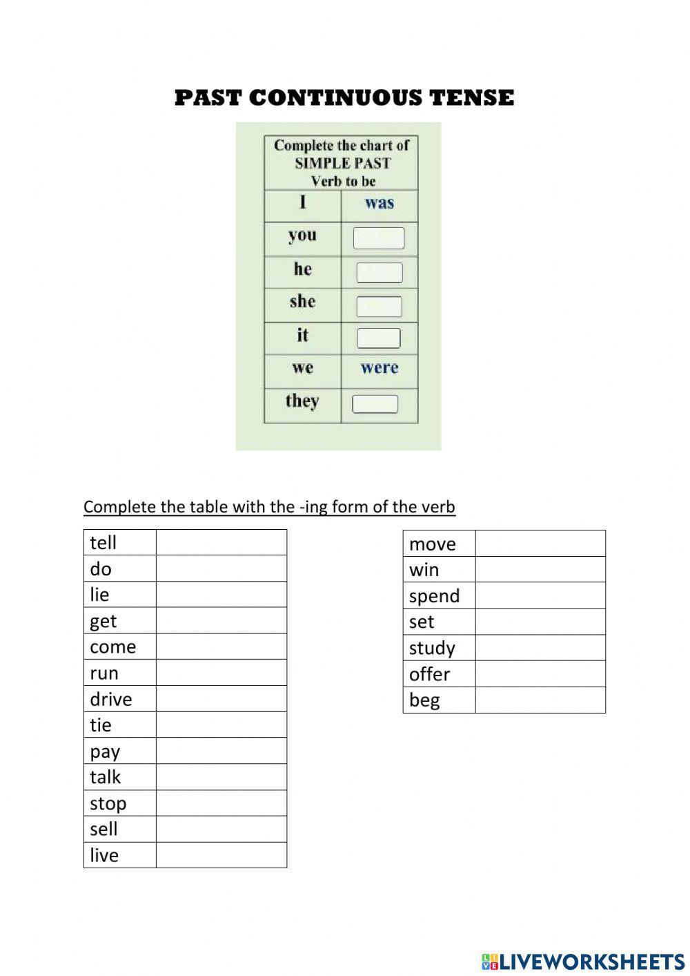 Past continuous ttense