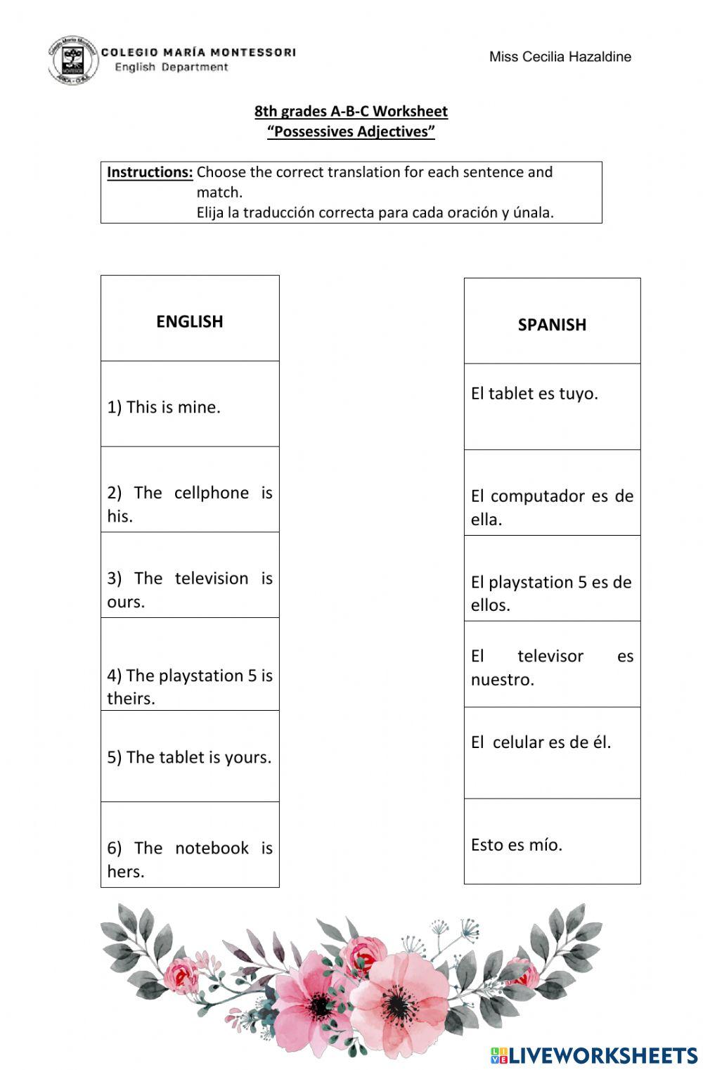 Possessives Adjectives