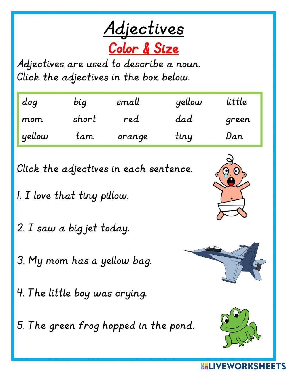 Grade 2 Adjective Online Exercise For Live Worksheets Grade 2 Adjective Online Exercise For Live Worksheets