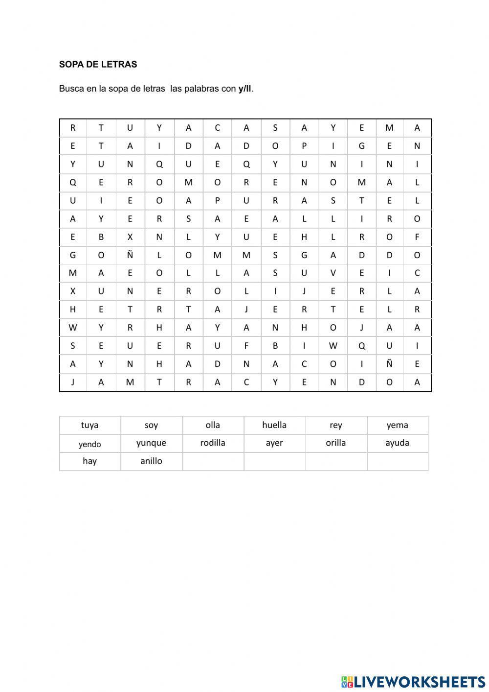 Sopa de letras Sopa de letras