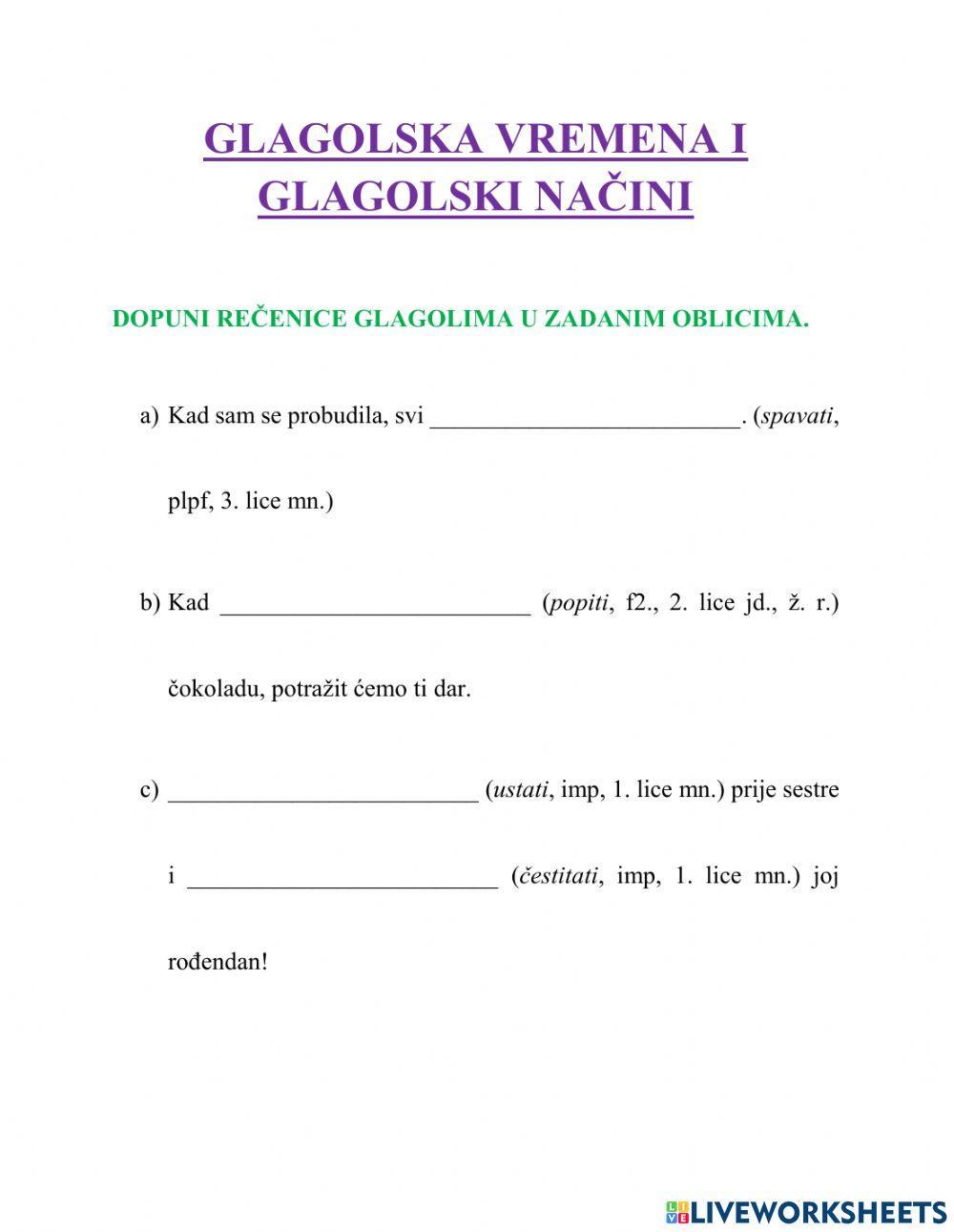 Glagolska vremena i glagolski načini - 6.