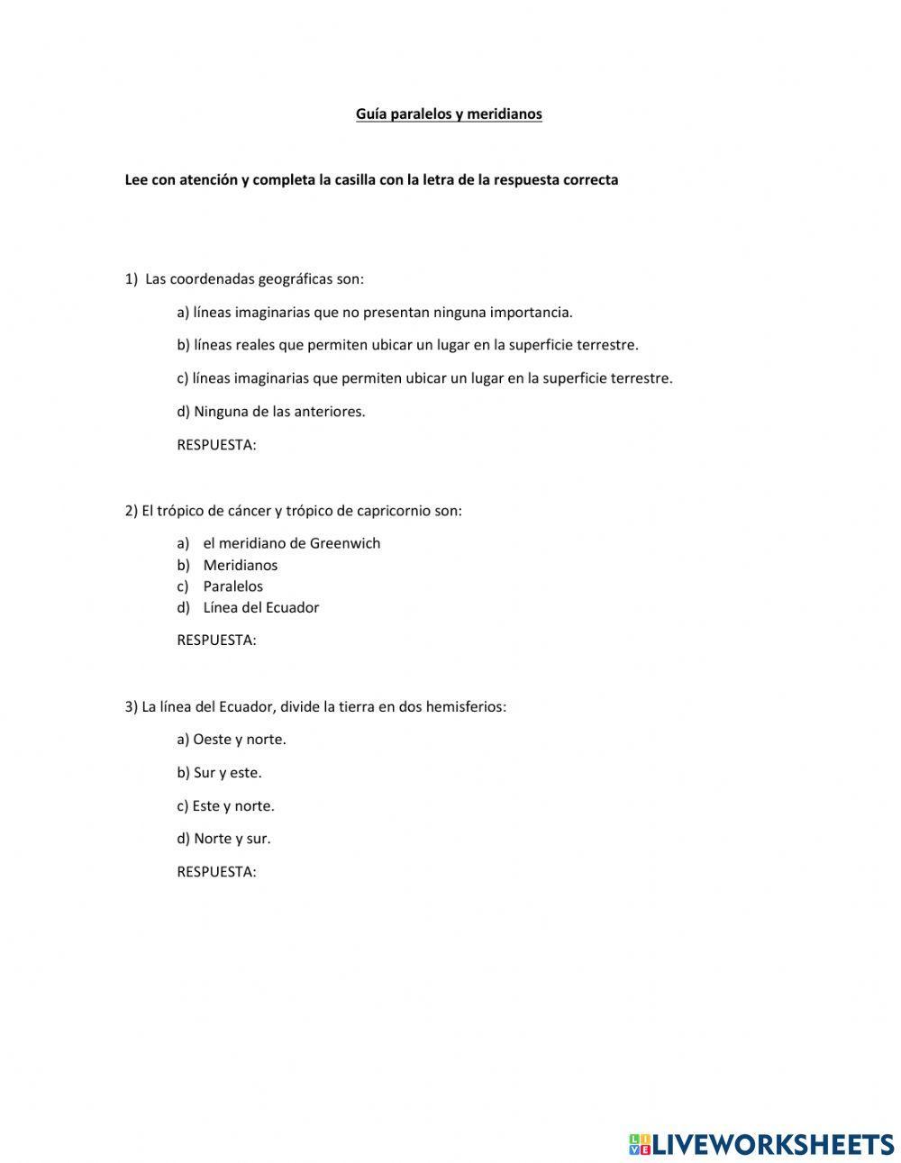 Paralelos y meridianos