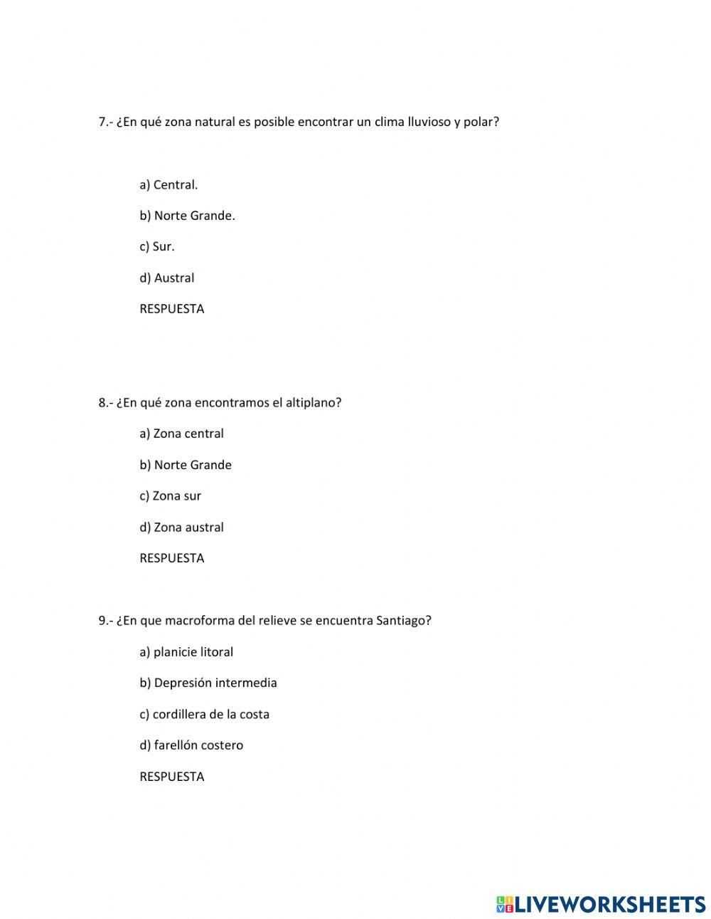 Zonas naturales de chile