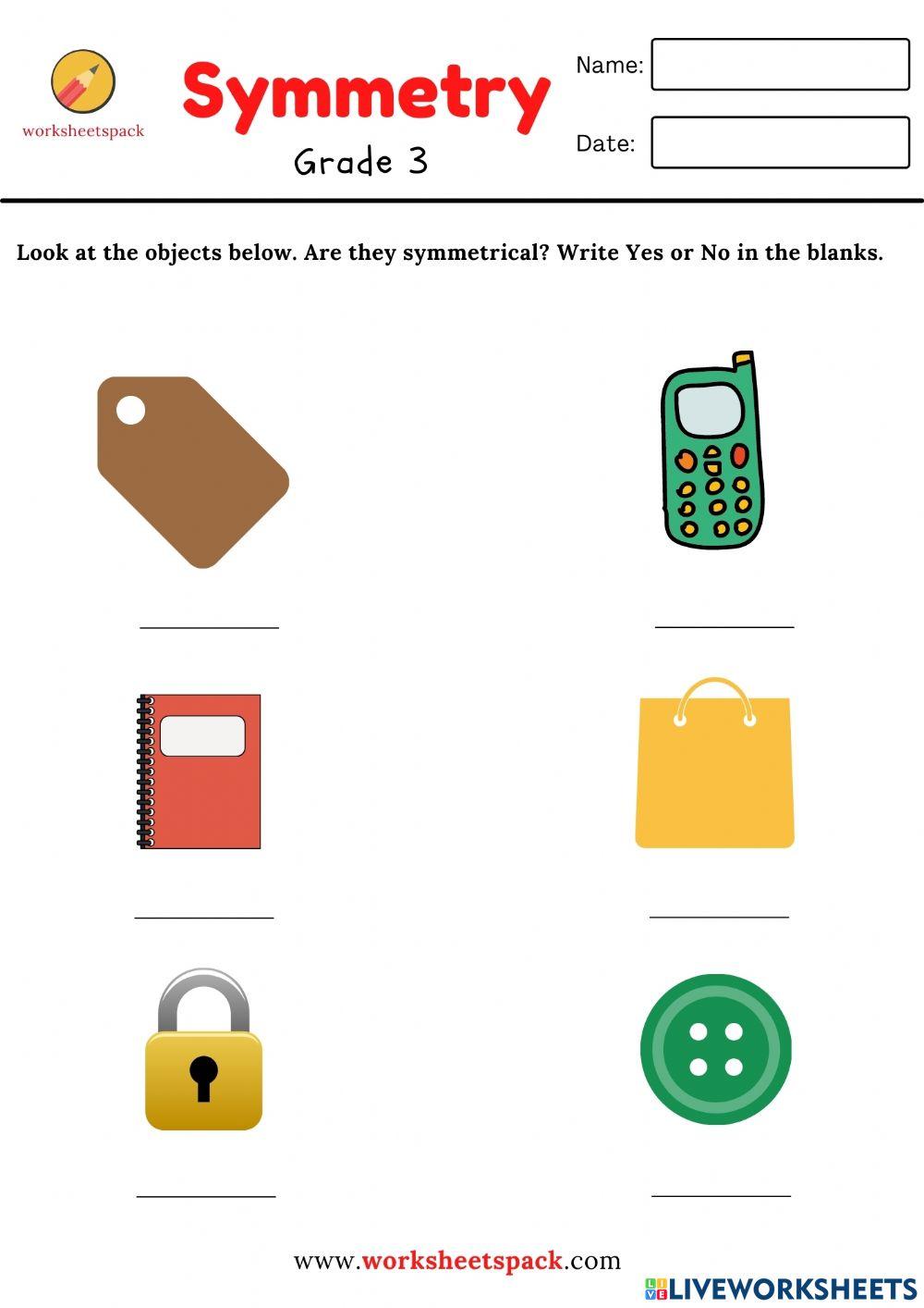 Symmetry worksheet yes or no