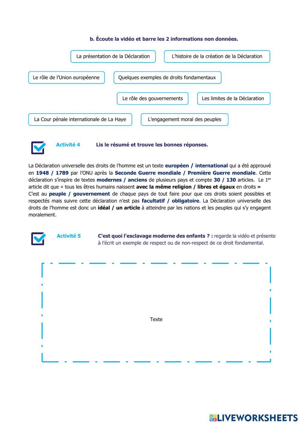 Les droits des hommes