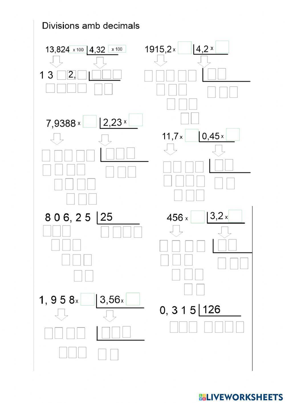 Divisions amb decimals