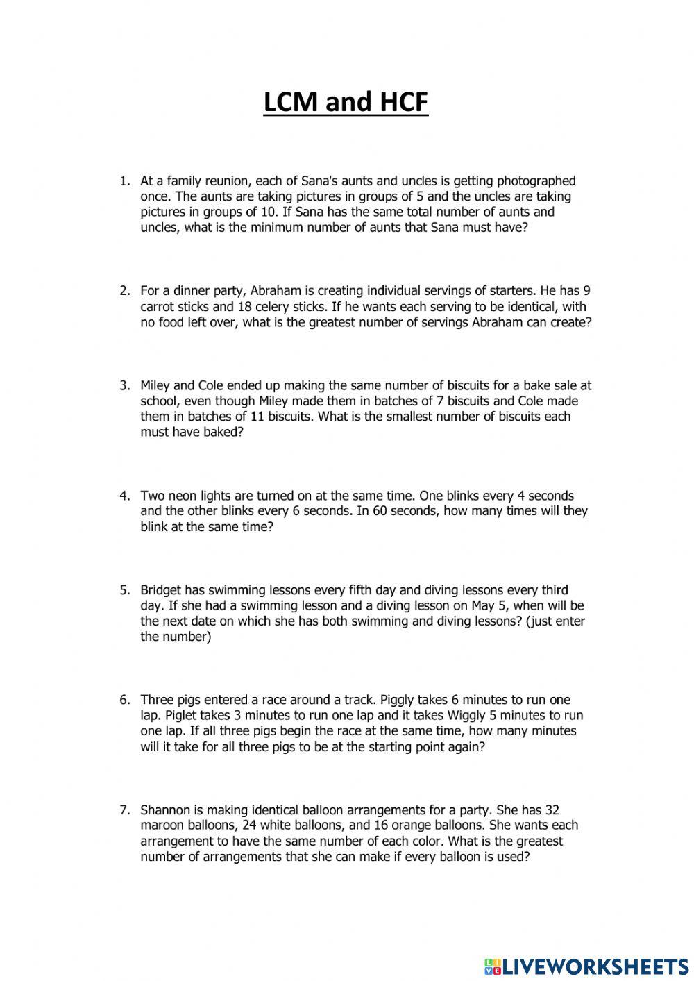 Lowest common multiple and highest common factor
