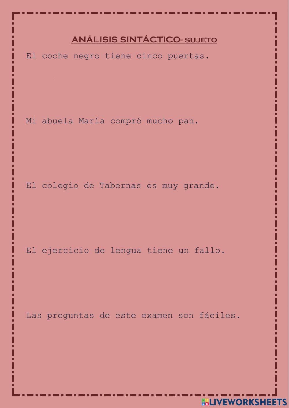 Análisis sintáctico- sujeto