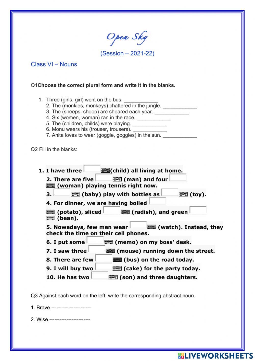 english worksheet -Grammer-